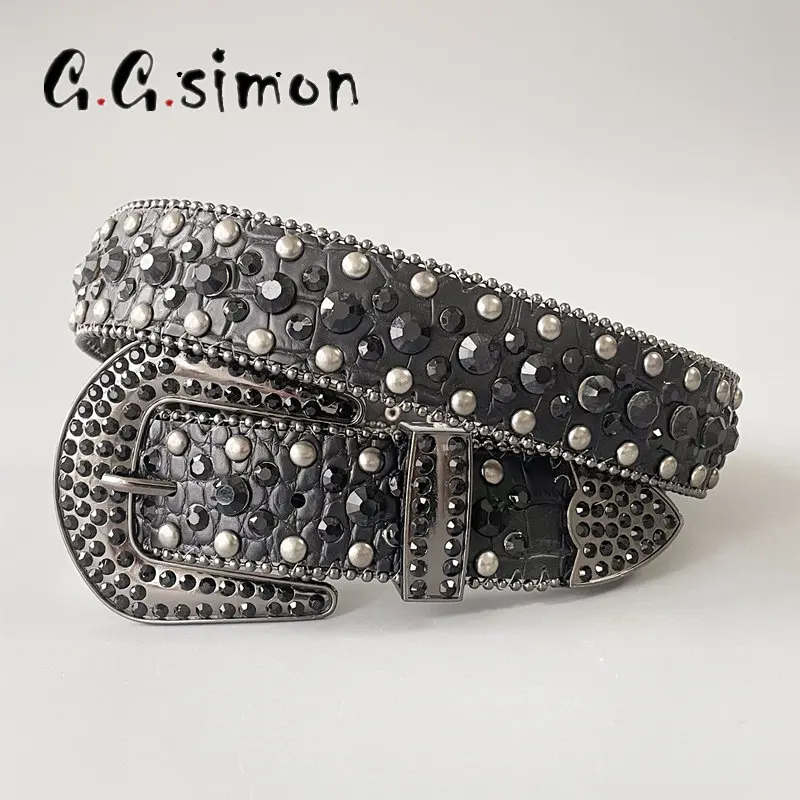 Ремень GGSIMON в Западном ковбойском стиле для мужчин и женщин, роскошный модный пояс с алмазными шипами, с пряжкой с язычком, для джинсов 
Ремень GGSIMON в Западном ковбойском стиле для мужчин и женщин, роскошный модный пояс с алмазными шипами, с пряжкой с язычком, для джинсов