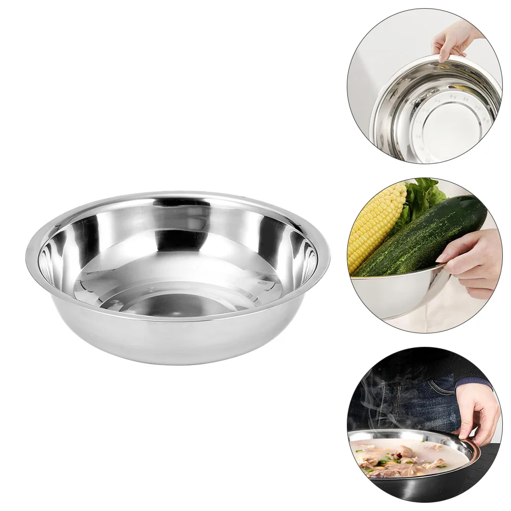 

Fruit Bowl Food Serving Pasta Container Metal Kitchen Salad Mixing Bowls Stainless Steel Deep Soup Noodle