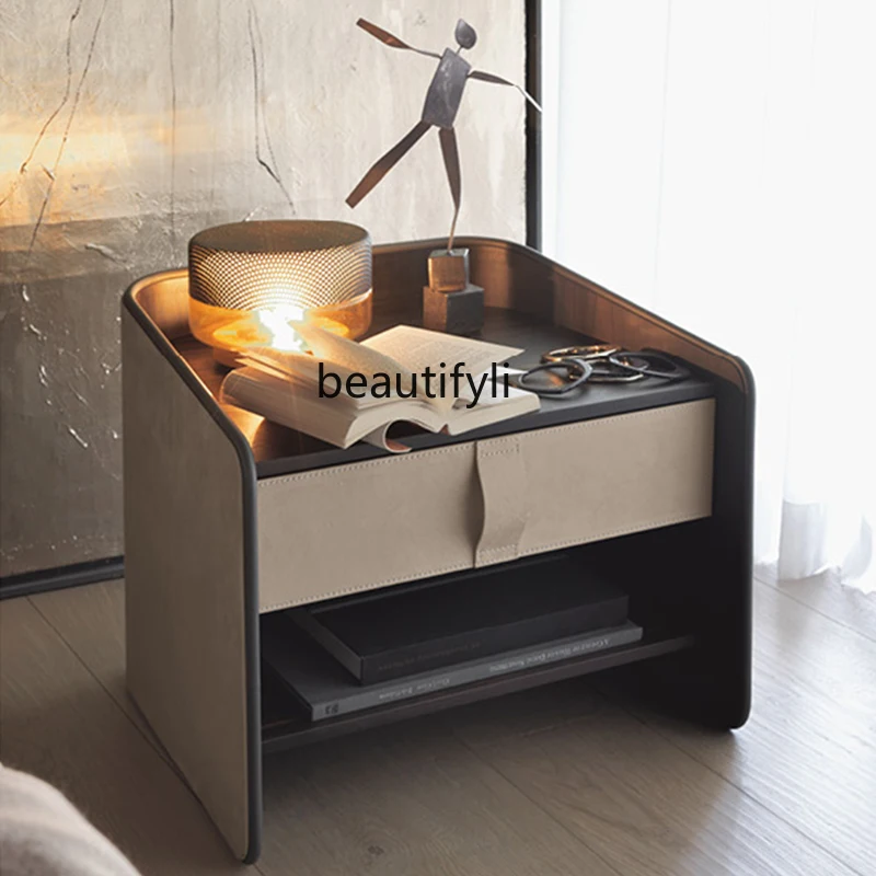zq Italian-Style Light Luxury Leather Bedside Table Solid Wood Modern Minimalist Creative High-End Minimalist Large Bedside
zq Italian-Style Light Luxury Leather Bedside Table Solid Wood Modern Minimalist Creative High-End Minimalist Large Bedside