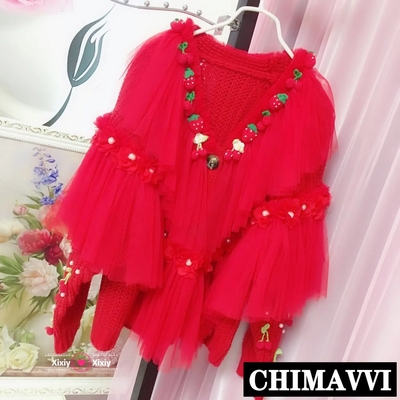 2020 New Autumn and Winter Korean Mesh Splicing Flower Cardigan Sweater for Women Loose Red Knitted Jacket Warm Knitwear
2020 New Autumn and Winter Korean Mesh Splicing Flower Cardigan Sweater for Women Loose Red Knitted Jacket Warm Knitwear