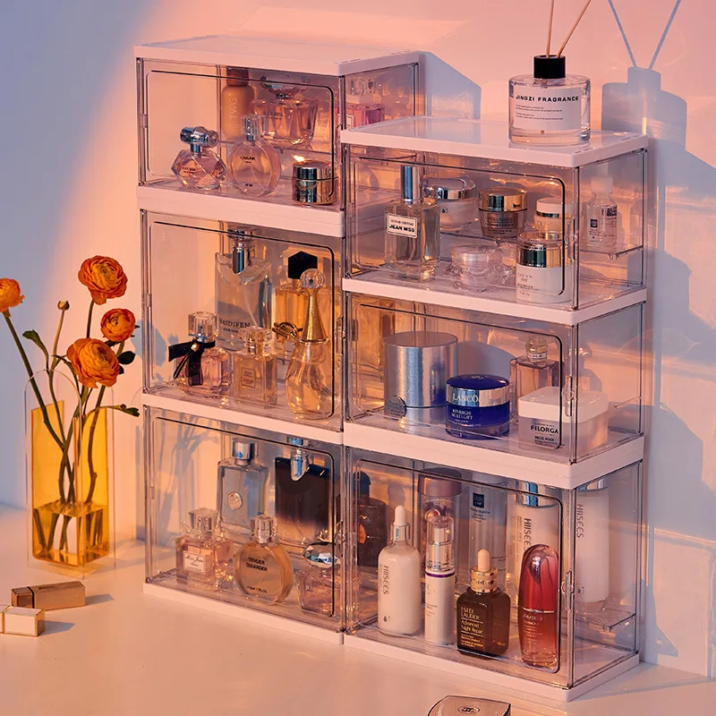 

Perfume Storage Box Large-Capacity Dustproof Acrylic Display Cabinet Light Luxury Dressing Table To Put Sample Desktop Shelf