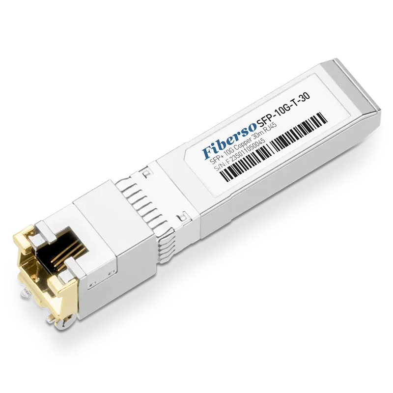 Медный модуль Fiberso 10GBASE-T SFP+ совместимый с переключателями Cisco Huawei оптоволоконный