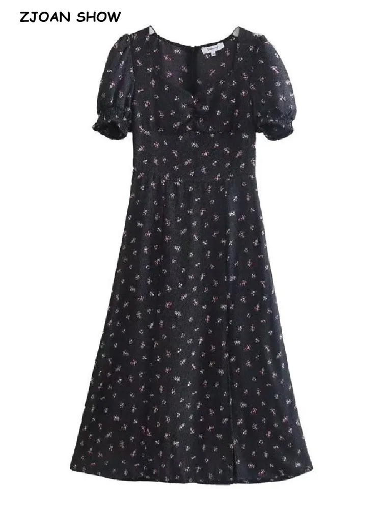 2022 Vintage French Black Floral Print Sweetheart neck Dress Women Elastic Cuff Puff Sleeve Hem Slit Midi Dresses Holiday Robe
2022 Vintage French Black Floral Print Sweetheart neck Dress Women Elastic Cuff Puff Sleeve Hem Slit Midi Dresses Holiday Robe