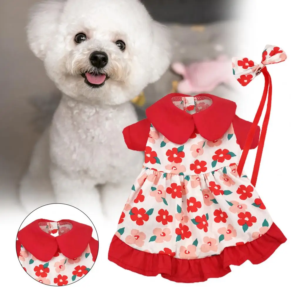 Sweet Chihuahua Dog Dress with Hairclip Red Doll Collar Floral Print Ruffled Hem Summer Pet Bowknot Dress for Small Doggie Cat
Sweet Chihuahua Dog Dress with Hairclip Red Doll Collar Floral Print Ruffled Hem Summer Pet Bowknot Dress for Small Doggie Cat