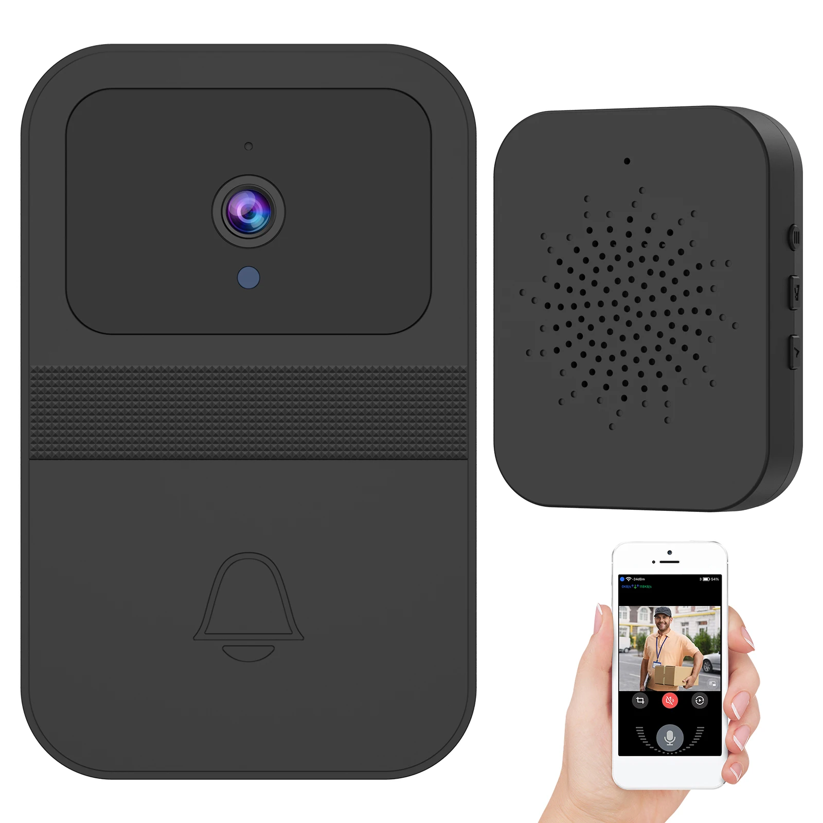 Video Doorbell 2.4G WiFi Ultra HD 140° Wide Angle Night Vision Wireless Doorbell Camera Battery Powered Change Voice Visual
Video Doorbell 2.4G WiFi Ultra HD 140° Wide Angle Night Vision Wireless Doorbell Camera Battery Powered Change Voice Visual