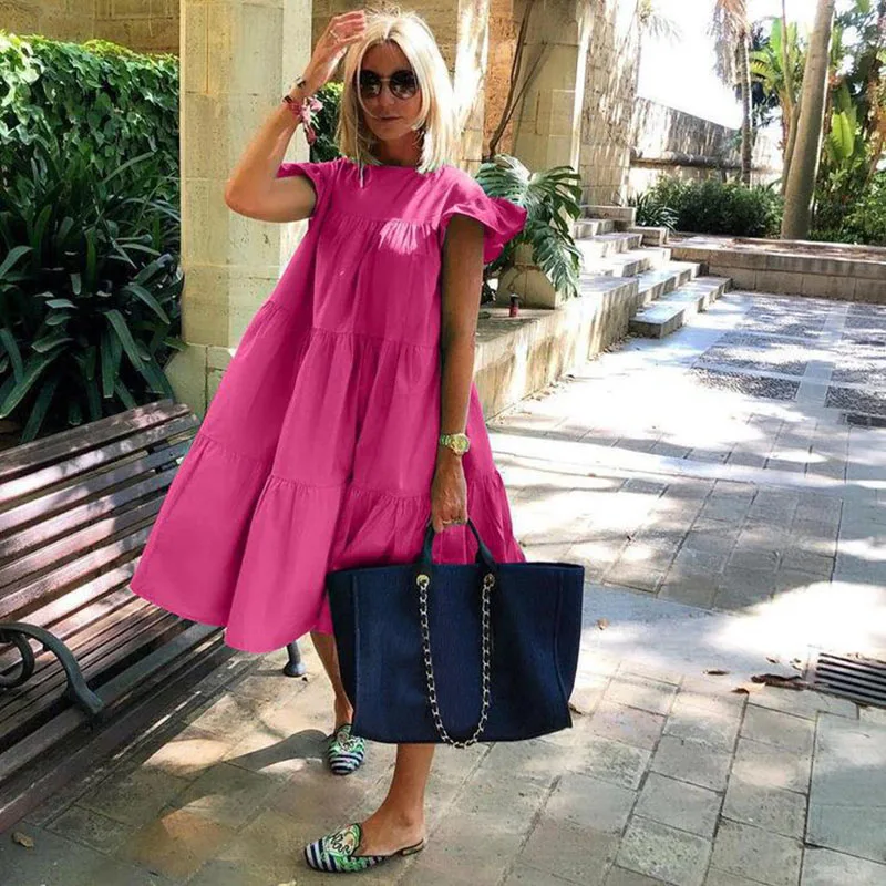 Dresses Ruffled Short Color Midi Women Holiay Bohemian Sleeve Beach Solid Casual Dress Female Summer New 2023 Dress Party Robe
Dresses Ruffled Short Color Midi Women Holiay Bohemian Sleeve Beach Solid Casual Dress Female Summer New 2023 Dress Party Robe