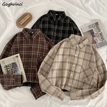 3XL Women Shirts Baggy Plaid Long Sleeve Chic Fashion Simple Casual New Females Spring Tops All-match Streetwear Retro Ulzzang