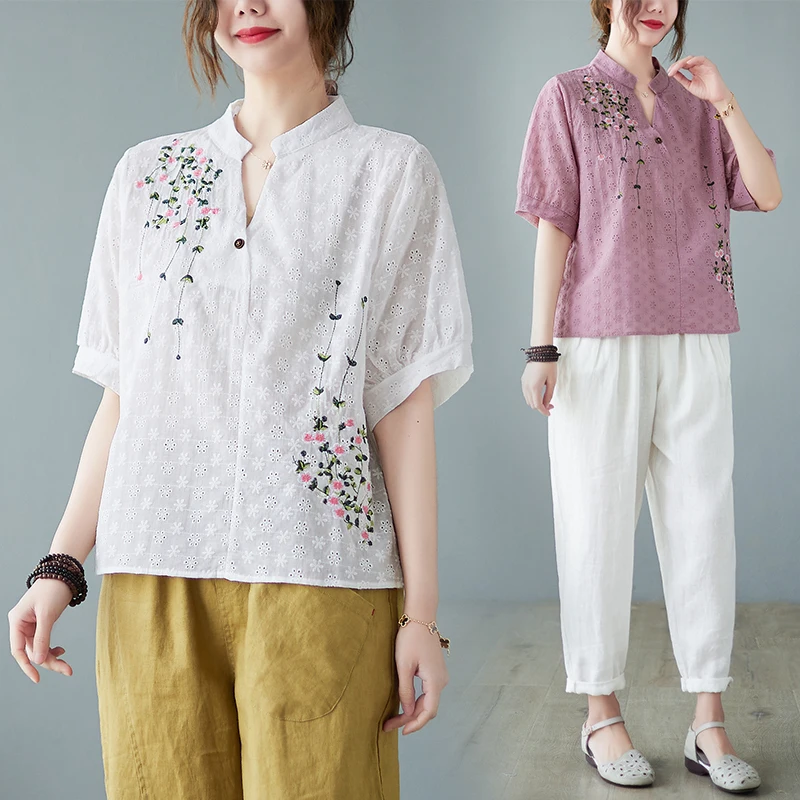 2022 Summer Korean Casual Fashion V-neck Embroidery Printed Loose Short Sleeved Shirt Top
2022 Summer Korean Casual Fashion V-neck Embroidery Printed Loose Short Sleeved Shirt Top