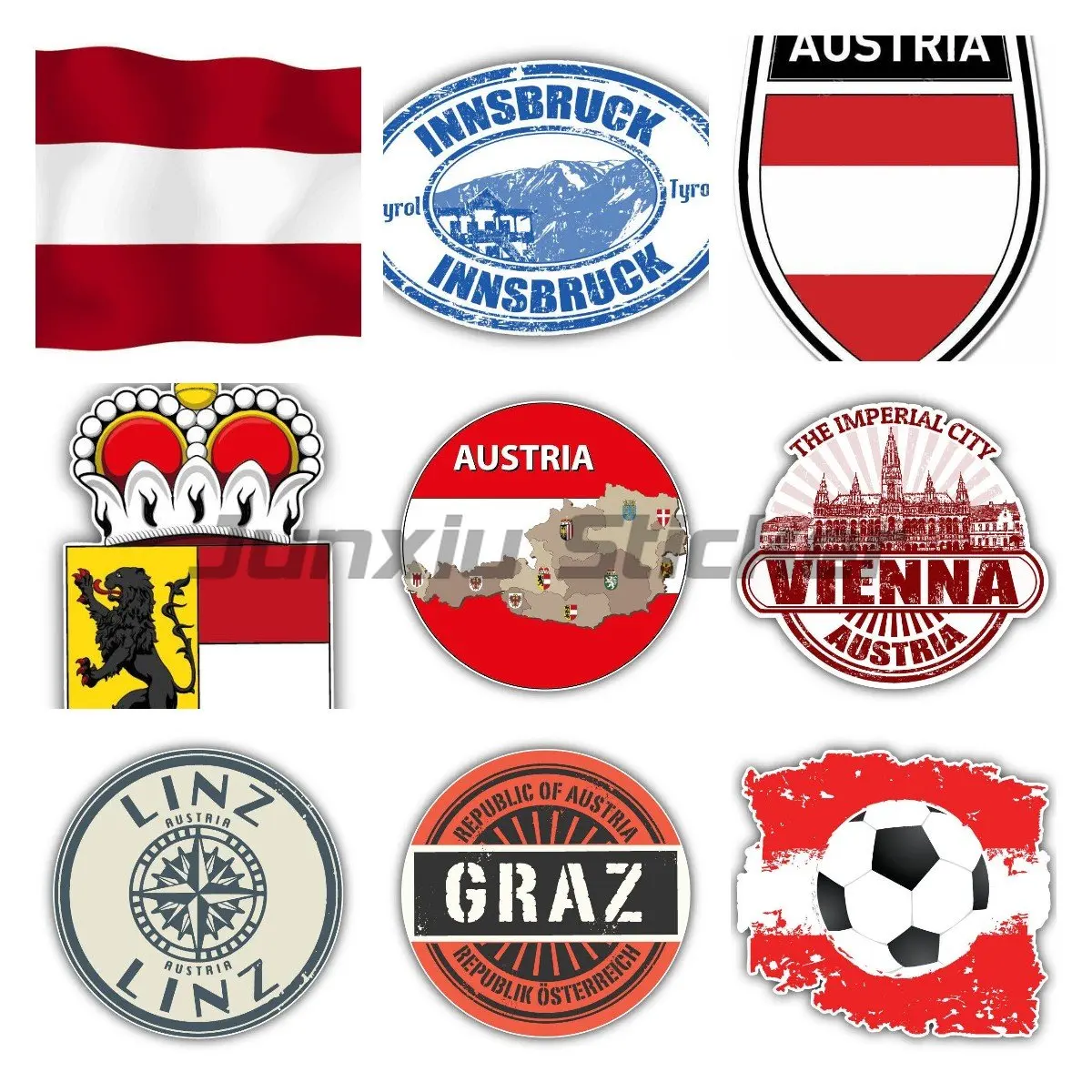 Автомобильная виниловая Водонепроницаемая наклейка под герб австрийского флага для автомобиля ноутбука двери окна шлема велосипеда
Автомобильная виниловая Водонепроницаемая наклейка под герб австрийского флага для автомобиля ноутбука двери окна шлема велосипеда