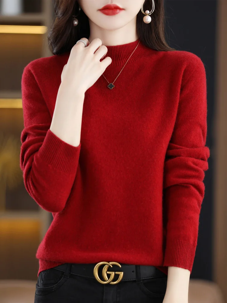 2023One-Line Ready-To-wear Merino Wool Women's Half Turtleneck Long-Sleeved Cashmere Sweater Autumn And Winter Bottoming Sweater
2023One-Line Ready-To-wear Merino Wool Women's Half Turtleneck Long-Sleeved Cashmere Sweater Autumn And Winter Bottoming Sweater