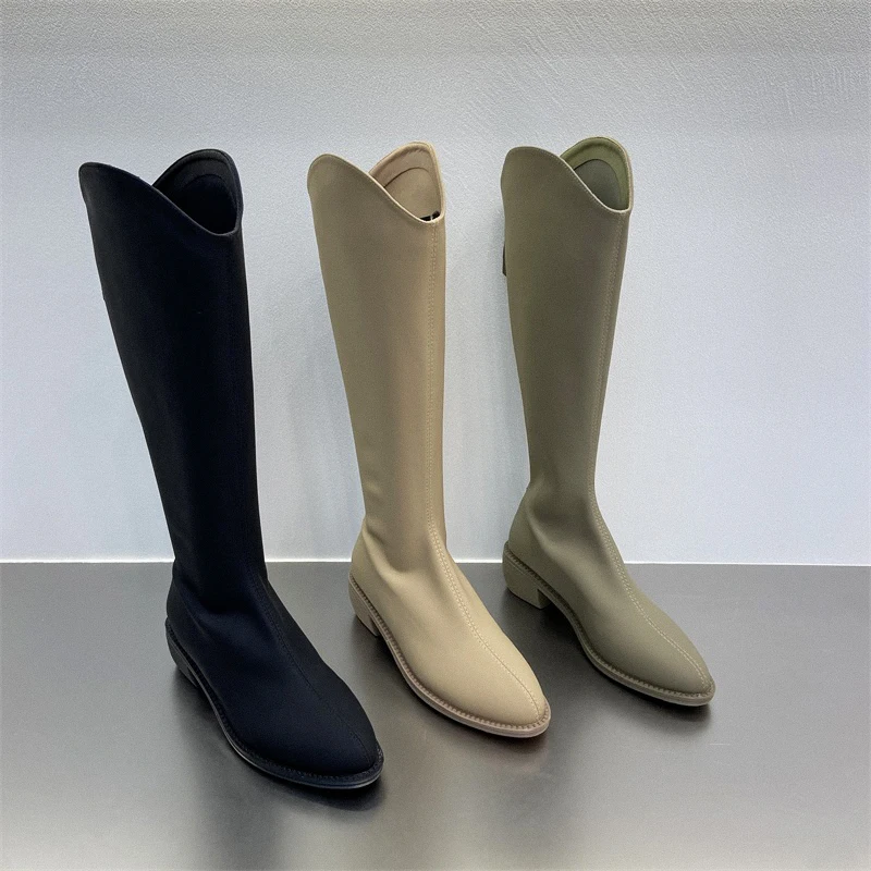 Pointed Toe Knee High Boots Black Beige Green Solid Color Thick Mid Heels Back Zipper 2022 New Arrivals Thick Mid Heels Botas
Pointed Toe Knee High Boots Black Beige Green Solid Color Thick Mid Heels Back Zipper 2022 New Arrivals Thick Mid Heels Botas