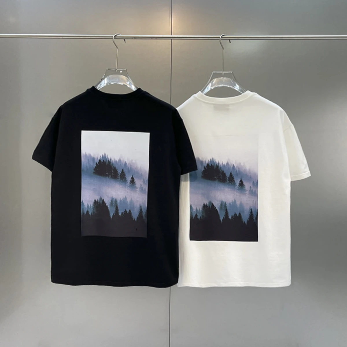 

AAA Quality Essentials T-Shirt Mist Forest Print Cotton Tee Street Fashion Brand Oversize Hip-hop Loose Unisex Short Sleeve