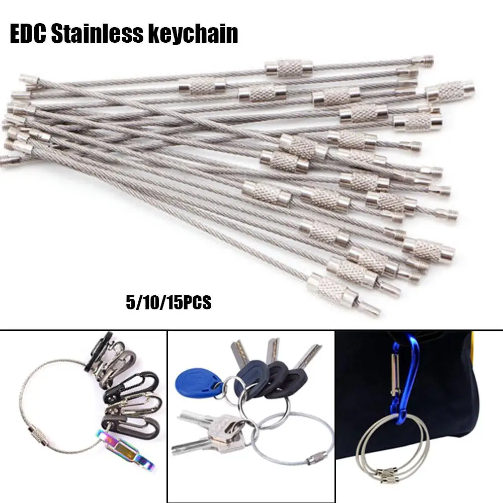 Silver color Cable Rope Screw Locking Keys Chain EDC Keychain Key Holder Wire Keyrings Stainless Steel Carabiner
Silver color Cable Rope Screw Locking Keys Chain EDC Keychain Key Holder Wire Keyrings Stainless Steel Carabiner