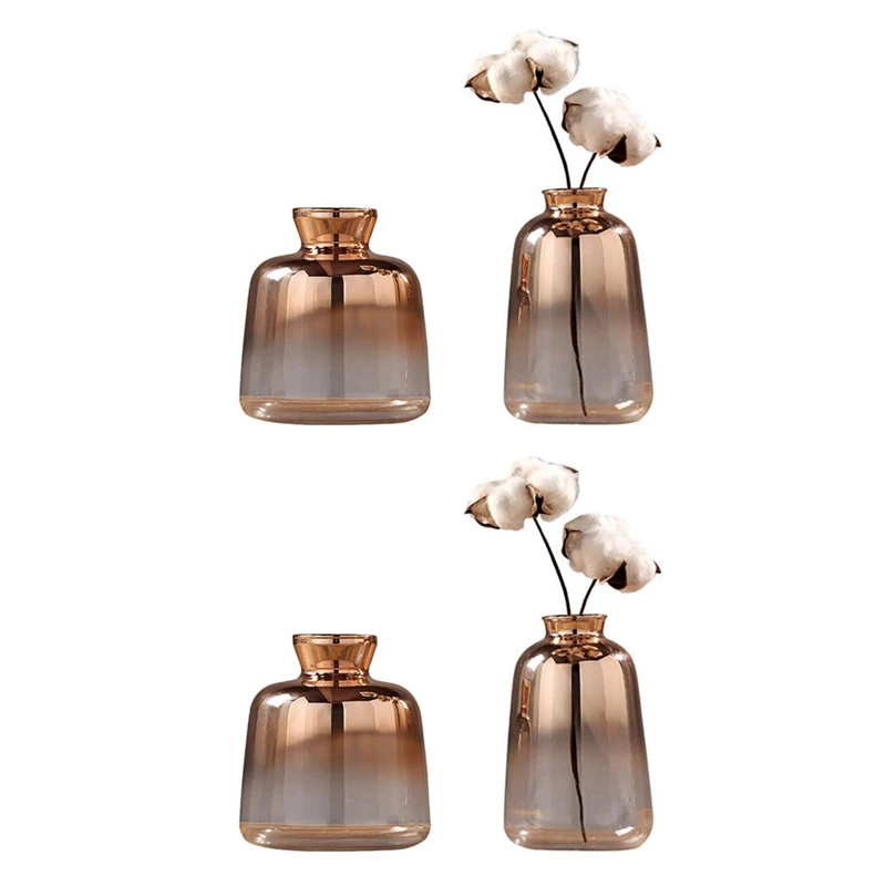 4 Pack Glass Vase Nordic Electroplated Gold Vase Glass Flower Vases For Home Decor Dried Flower Bottle Bar Decoration
4 Pack Glass Vase Nordic Electroplated Gold Vase Glass Flower Vases For Home Decor Dried Flower Bottle Bar Decoration