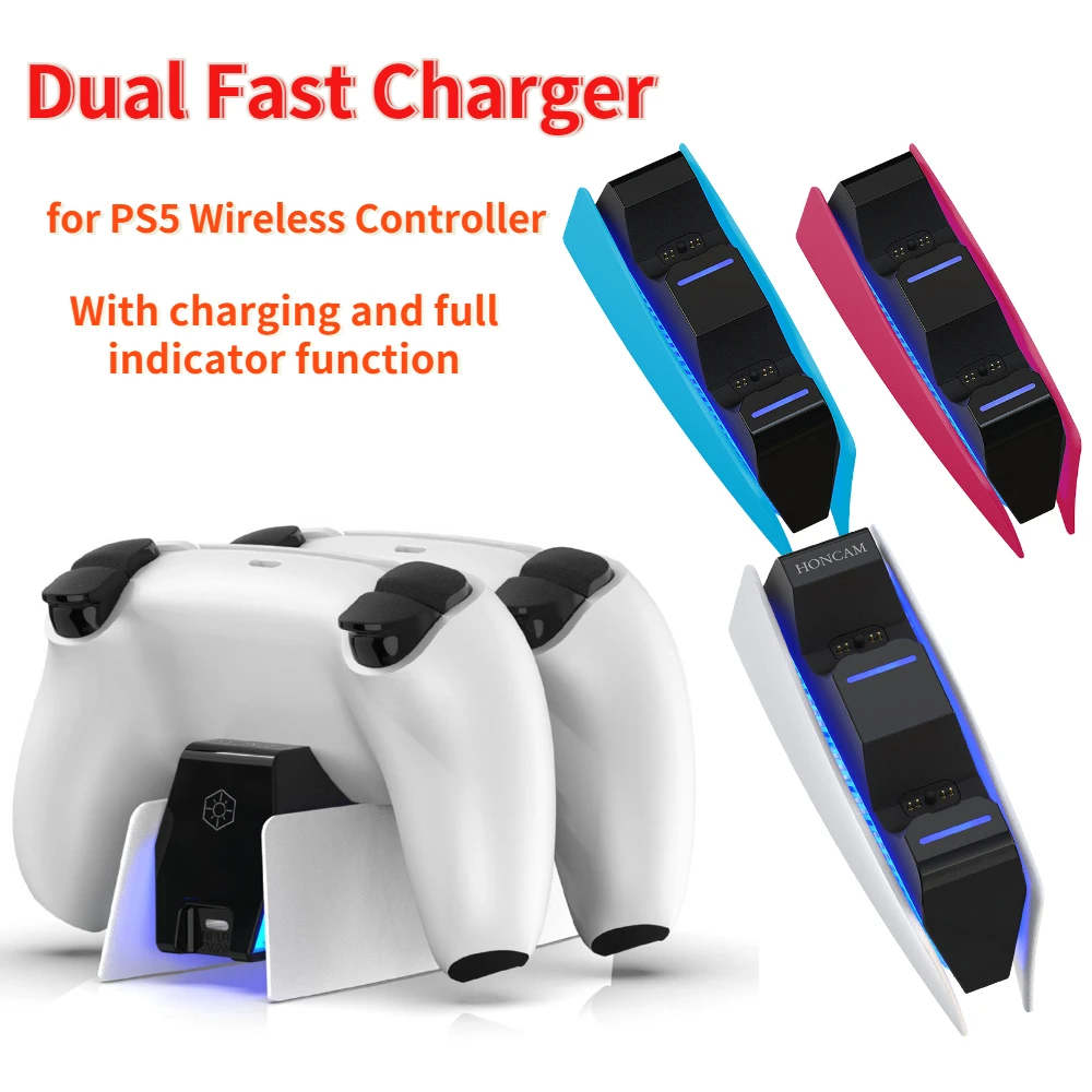 

Dual Fast Charger for PS5 Wireless Controller Dual Ports USB Type-C Charging Cradle Dock Station for Sony PS5 Joystick Gamepad
