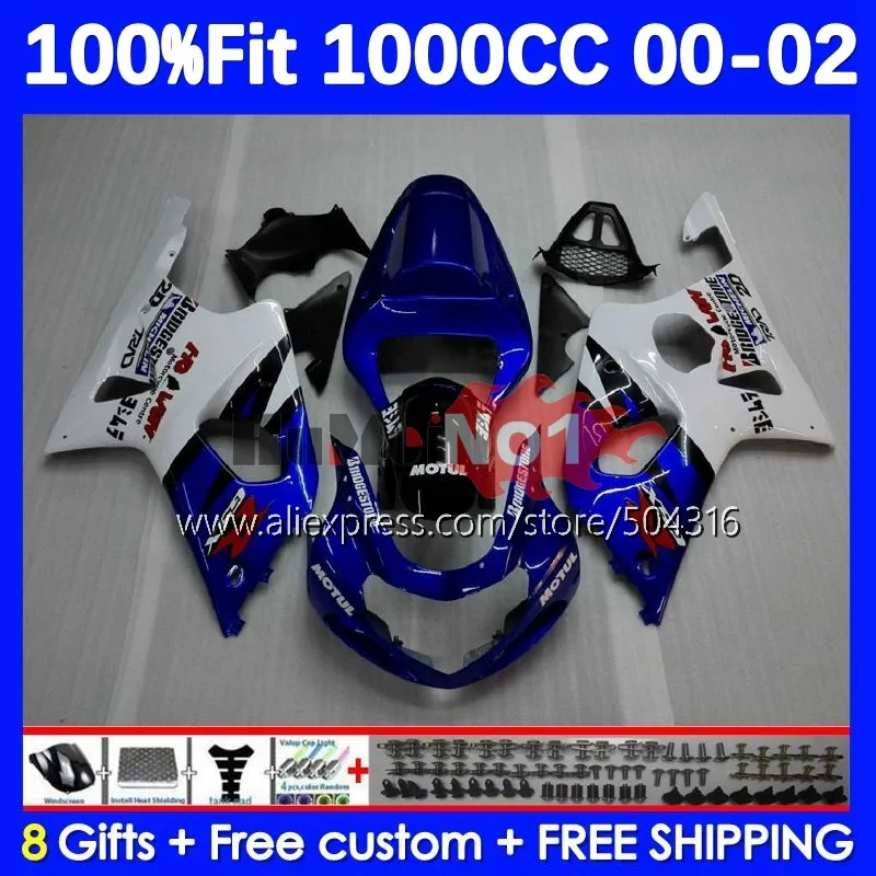 Injection Body For SUZUKI GSXR 1000 GSXR1000 K2 19No.0 1000CC GSXR-1000 00 01 02 GSX-R1000 2000 2001 2002 Fairing Blue White
Injection Body For SUZUKI GSXR 1000 GSXR1000 K2 19No.0 1000CC GSXR-1000 00 01 02 GSX-R1000 2000 2001 2002 Fairing Blue White