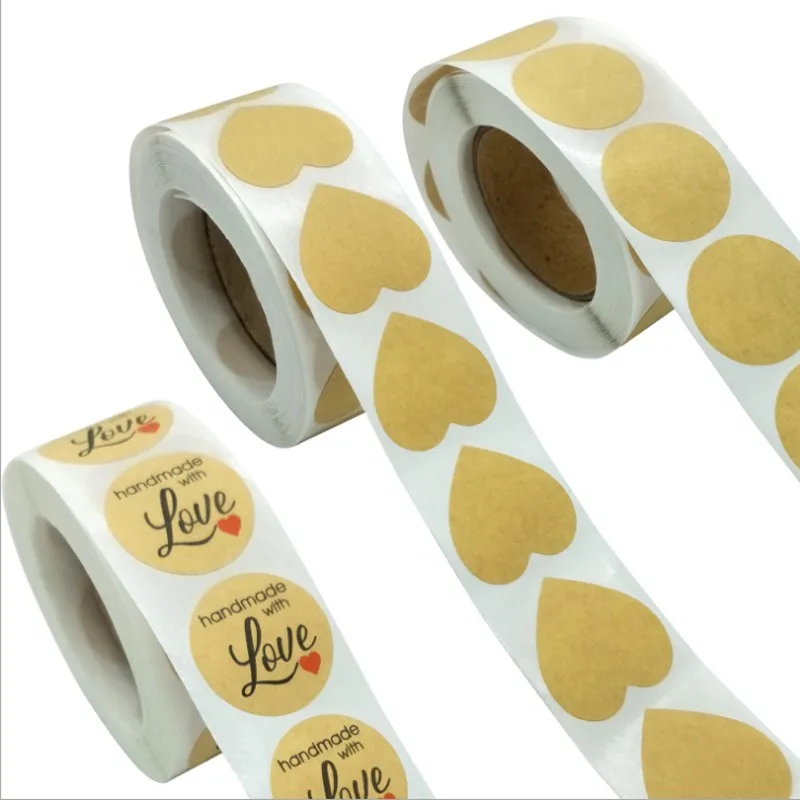 500pcs/Roll LOVE Heart cowhide blank sticker label Kraft stickers Round paper diy package gift 25*25mm
500pcs/Roll LOVE Heart cowhide blank sticker label Kraft stickers Round paper diy package gift 25*25mm