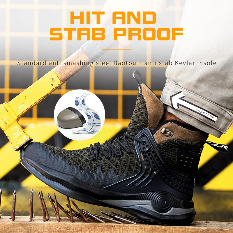 High top labor protection shoes men anti hit anti puncture safety shoes fly woven lightweight American shoes large size
High top labor protection shoes men anti hit anti puncture safety shoes fly woven lightweight American shoes large size