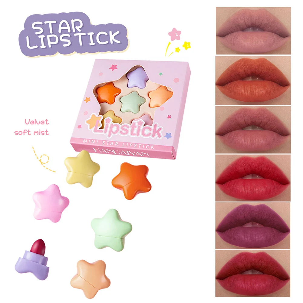 6Pcs/Set Mini Star Candy Lipsticks Matte Velvet Lip Glaze Waterproof Long Lasting Lip Tint Capsule DIY Lip Sticks Set For Girls
6Pcs/Set Mini Star Candy Lipsticks Matte Velvet Lip Glaze Waterproof Long Lasting Lip Tint Capsule DIY Lip Sticks Set For Girls