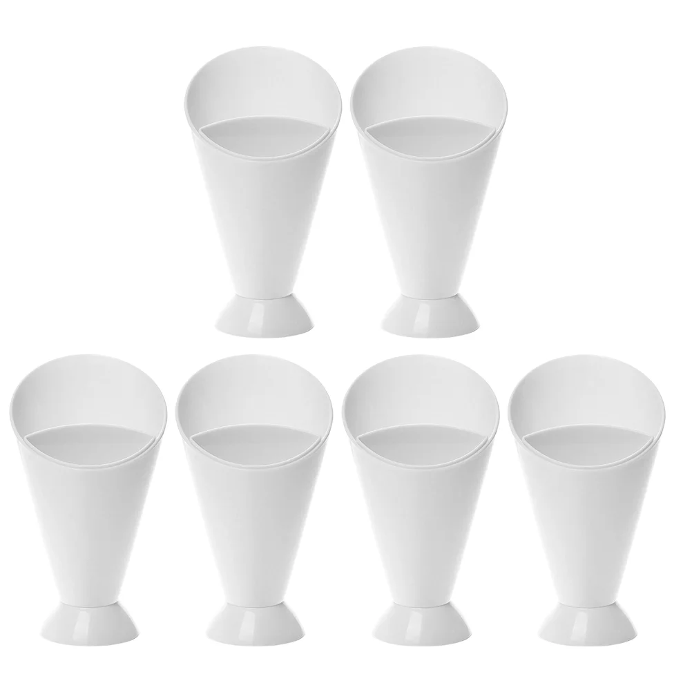 

6 Pcs Cup Holder Car French Fry White Serving Tray Tasting Spoon Dipping Cups Dessert Plates Cone Basket Stand Fries Salad