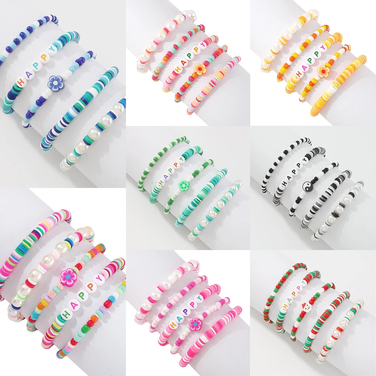 Bohemian Multilayer Polymer Clay Bracelets Set for Women Flower Beads Happy Letter Bracelet Beach Party Jewelry Set Accessories
Bohemian Multilayer Polymer Clay Bracelets Set for Women Flower Beads Happy Letter Bracelet Beach Party Jewelry Set Accessories