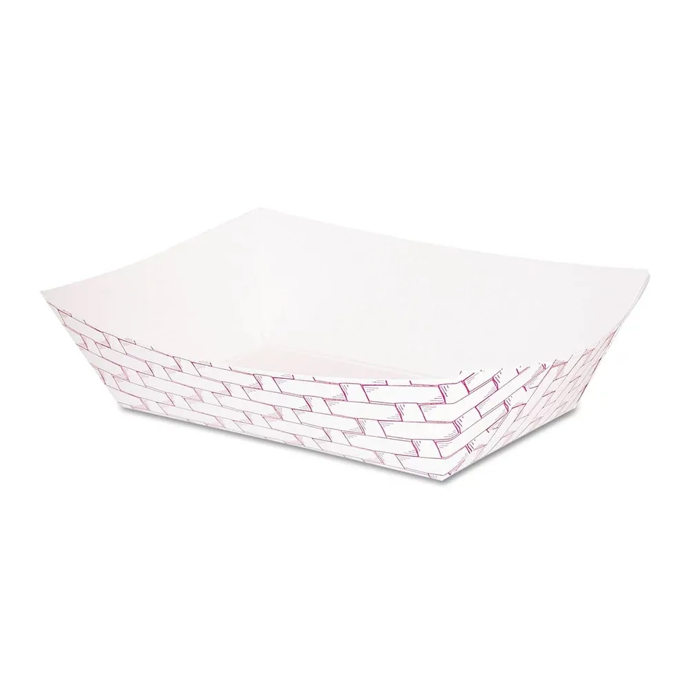 

Paper Food Baskets, 16oz Capacity, Red/White (1000/Carton) Cupcake Box Disposable Containers Cookie Snack