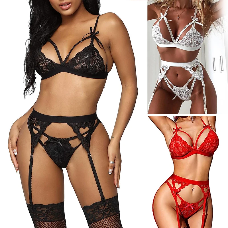 Sexy Deep V Open Hip Lingerie Set Women Lace Panel Open-buttock Peach Heart Suspenders Bowknot Garter Three-piece Underwear
Sexy Deep V Open Hip Lingerie Set Women Lace Panel Open-buttock Peach Heart Suspenders Bowknot Garter Three-piece Underwear