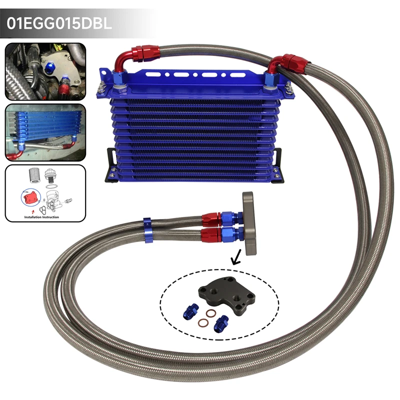 13 Row Oil Cooler AN10 w/ Bracket + Adapter Hose Kit Fit For BMW R50 R52 R53 1.6L Engine 2002-2006 Black/Blue
13 Row Oil Cooler AN10 w/ Bracket + Adapter Hose Kit Fit For BMW R50 R52 R53 1.6L Engine 2002-2006 Black/Blue