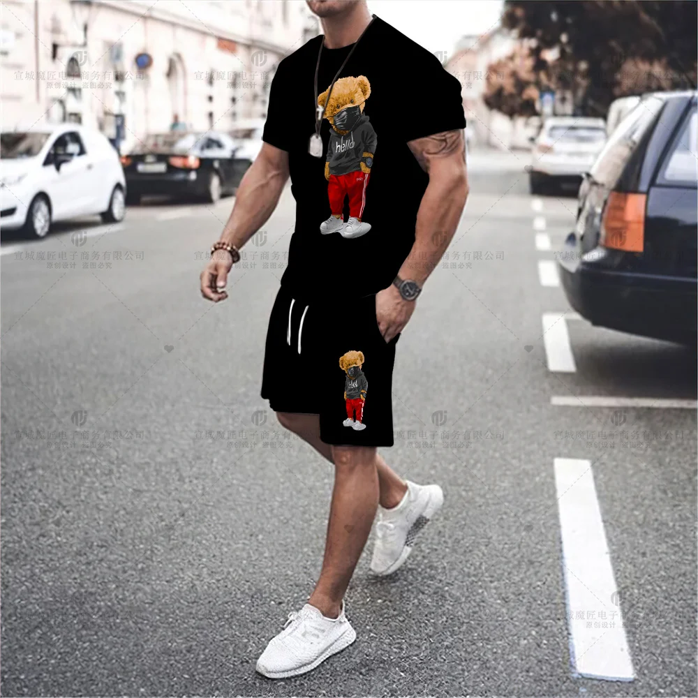 2023 New 3D Printing Sports Mask Bear Print Short-Sleeved Shorts Men's Half-Sleeved Summer Casual Loose T-shirt Suit Men's Shirt
2023 New 3D Printing Sports Mask Bear Print Short-Sleeved Shorts Men's Half-Sleeved Summer Casual Loose T-shirt Suit Men's Shirt