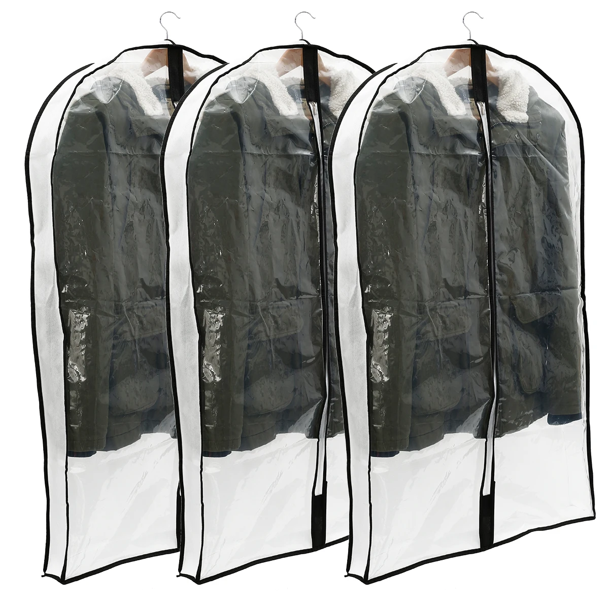 3Pcs Garment Storage Cover Dust-Proof Clear Garment Bag with Zipper Large Capacity Garment Protector Space-Saving Cloth Bag
3Pcs Garment Storage Cover Dust-Proof Clear Garment Bag with Zipper Large Capacity Garment Protector Space-Saving Cloth Bag