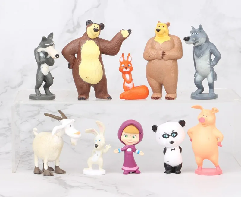 

Экшн-фигурка Маша и Медведь, аниме модель, Мультяшные игрушки для друзей, подарки, 10 шт.