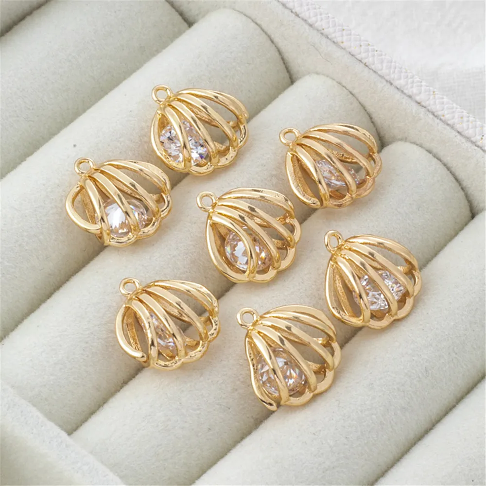 14K gold wrapped 13m hollow shell three-dimensional smart Zircon Pendant DIY handmade jewelry accessories Earrings
14K gold wrapped 13m hollow shell three-dimensional smart Zircon Pendant DIY handmade jewelry accessories Earrings