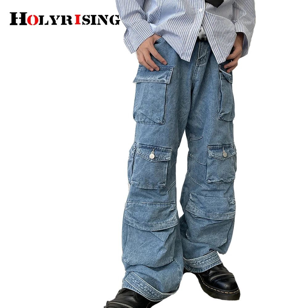 Джинсы HOLYRISING Nz251 мужские мешковатые, длинные широкие штаны в полоску, свободные брюки из денима на молнии, модная уличная одежда 
Джинсы HOLYRISING Nz251 мужские мешковатые, длинные широкие штаны в полоску, свободные брюки из денима на молнии, модная уличная одежда