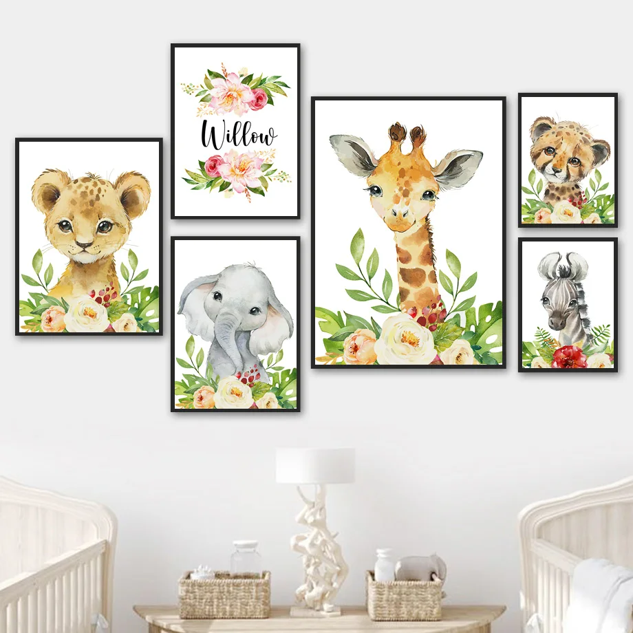 Zebra Giraffe Leopard Elephant Lion Name Custom Wall Art Canvas Painting Nordic Posters And Prints Wall Pictures Baby Room Decor
Zebra Giraffe Leopard Elephant Lion Name Custom Wall Art Canvas Painting Nordic Posters And Prints Wall Pictures Baby Room Decor