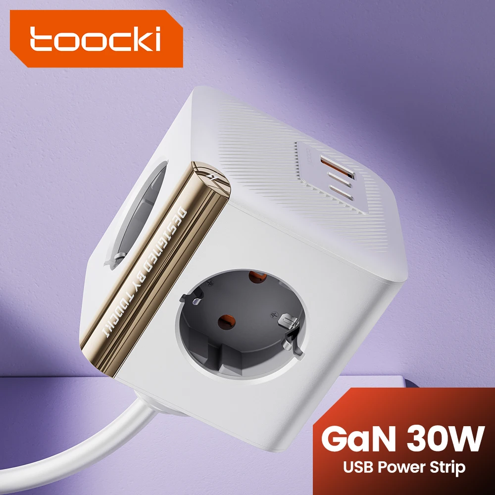 Toocki Зарядное устройство GaN 30 Вт PD Быстрое USB-зарядное с розетками переменного тока