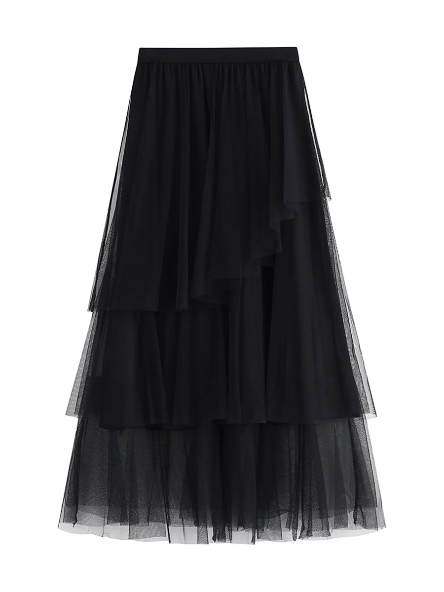 

Graceful and Chic Nensiche s Layered Mesh Tulle Maxi Skirt with Elastic Waist for Women s Summer and Fall Wardrobe