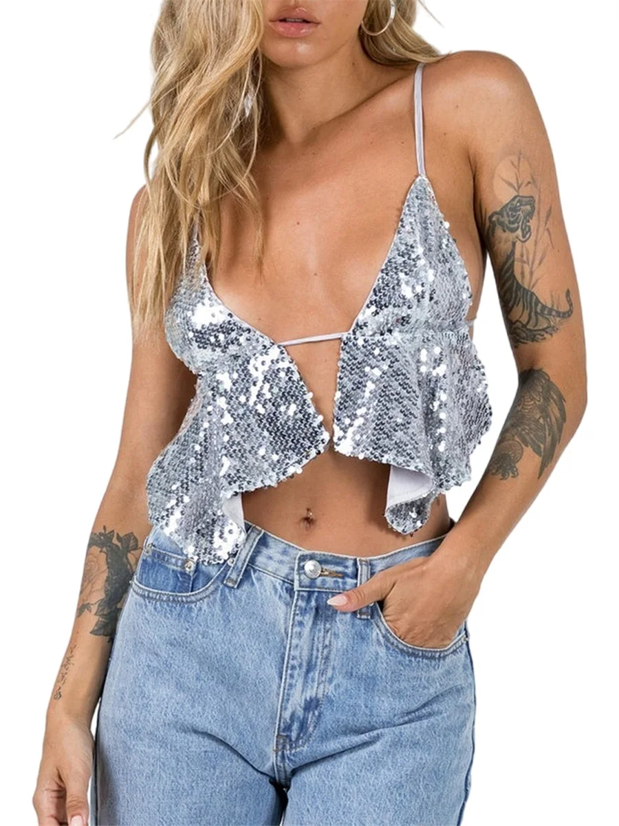 Qtinghua Women s Sequined Shining Camisole Club Party Glitter Disco Sparkle Cami Top Festival Outfits Halloween Party Clubwear
Qtinghua Women s Sequined Shining Camisole Club Party Glitter Disco Sparkle Cami Top Festival Outfits Halloween Party Clubwear
