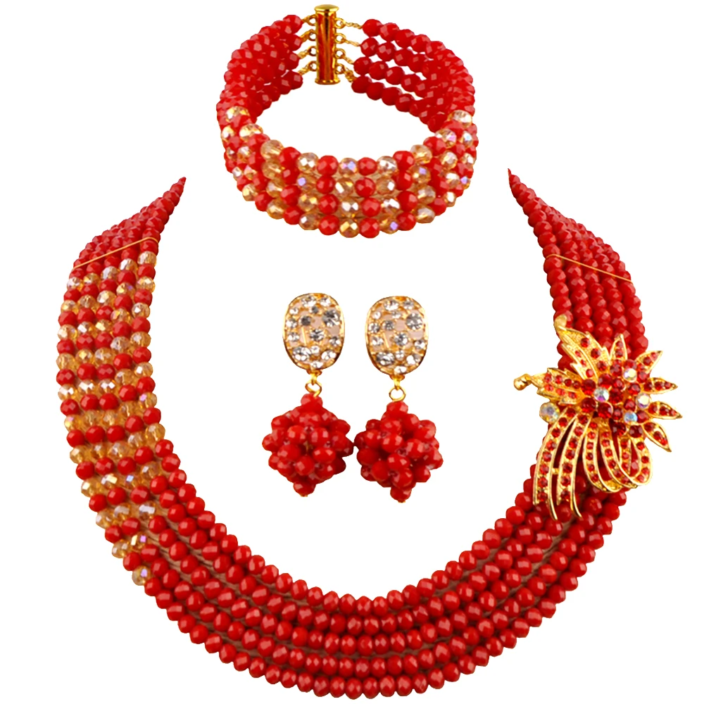Opaque Red and Gold AB African Wedding Beads Bridal Jewelry Sets Crystal Costume Necklace
Opaque Red and Gold AB African Wedding Beads Bridal Jewelry Sets Crystal Costume Necklace