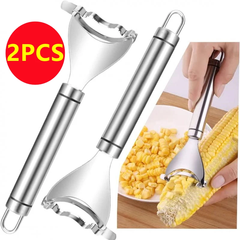 

New Stainless Steel Corn Stripper Corns Threshing Corn Thresher Peeler Corn Kerneler Peeler Fruit Vegetable Kitchen Gadgets 2023