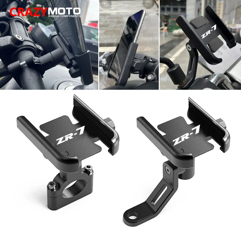 

ZR-7 LOGO For Kawasaki ZR-7 / S ZR7 ZR7S 1999-2003 Accessories Motorcycle Handlebar Mobile Phone Holder GPS Stand Bracket