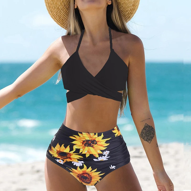 New Women Fashion Push Up Beachwear Bathing Suit Two Piece Cross V Neck High Waist Swimwear Sexy Halter Lace-up Print Bikini Set
New Women Fashion Push Up Beachwear Bathing Suit Two Piece Cross V Neck High Waist Swimwear Sexy Halter Lace-up Print Bikini Set