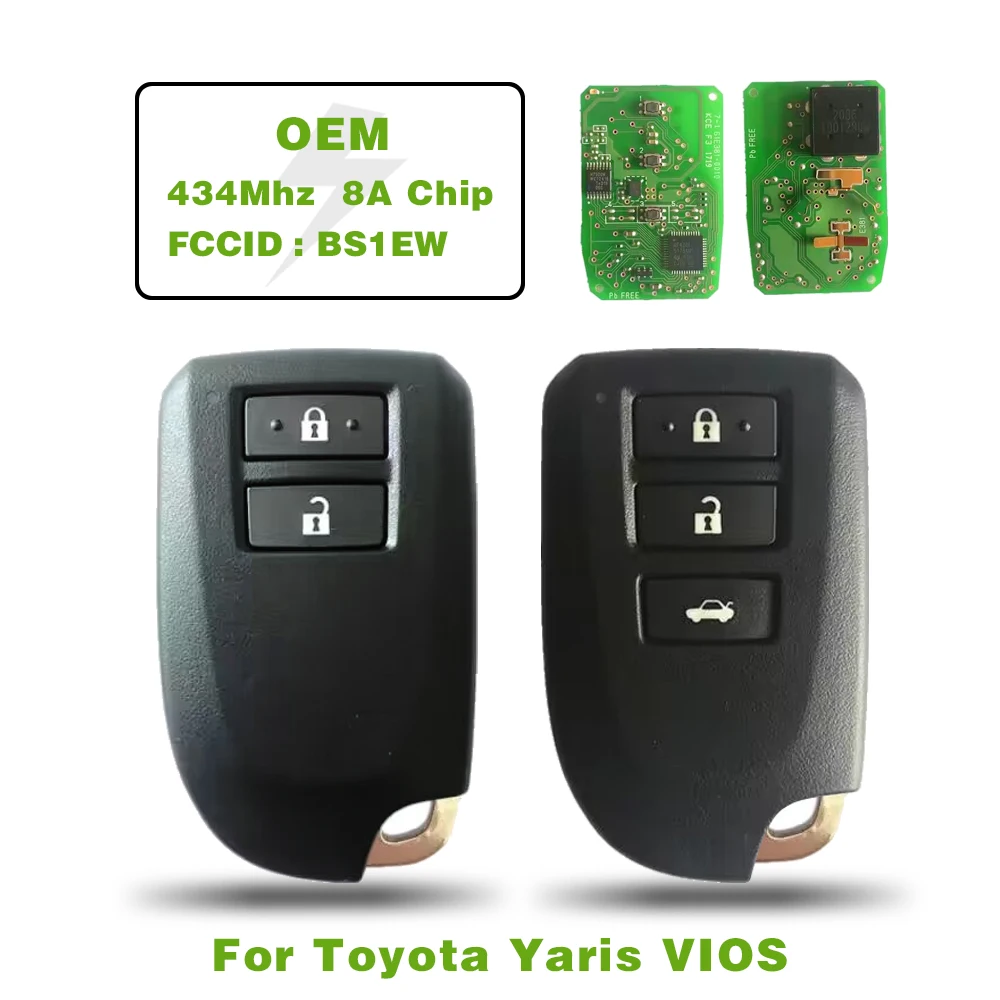 Оригинальный смарт-ключ для Toyota YARIS L VIOS без ключа FCCID:BS1EW 0010 плата 8A чип 434 МГц
Оригинальный смарт-ключ для Toyota YARIS L VIOS без ключа FCCID:BS1EW 0010 плата 8A чип 434 МГц