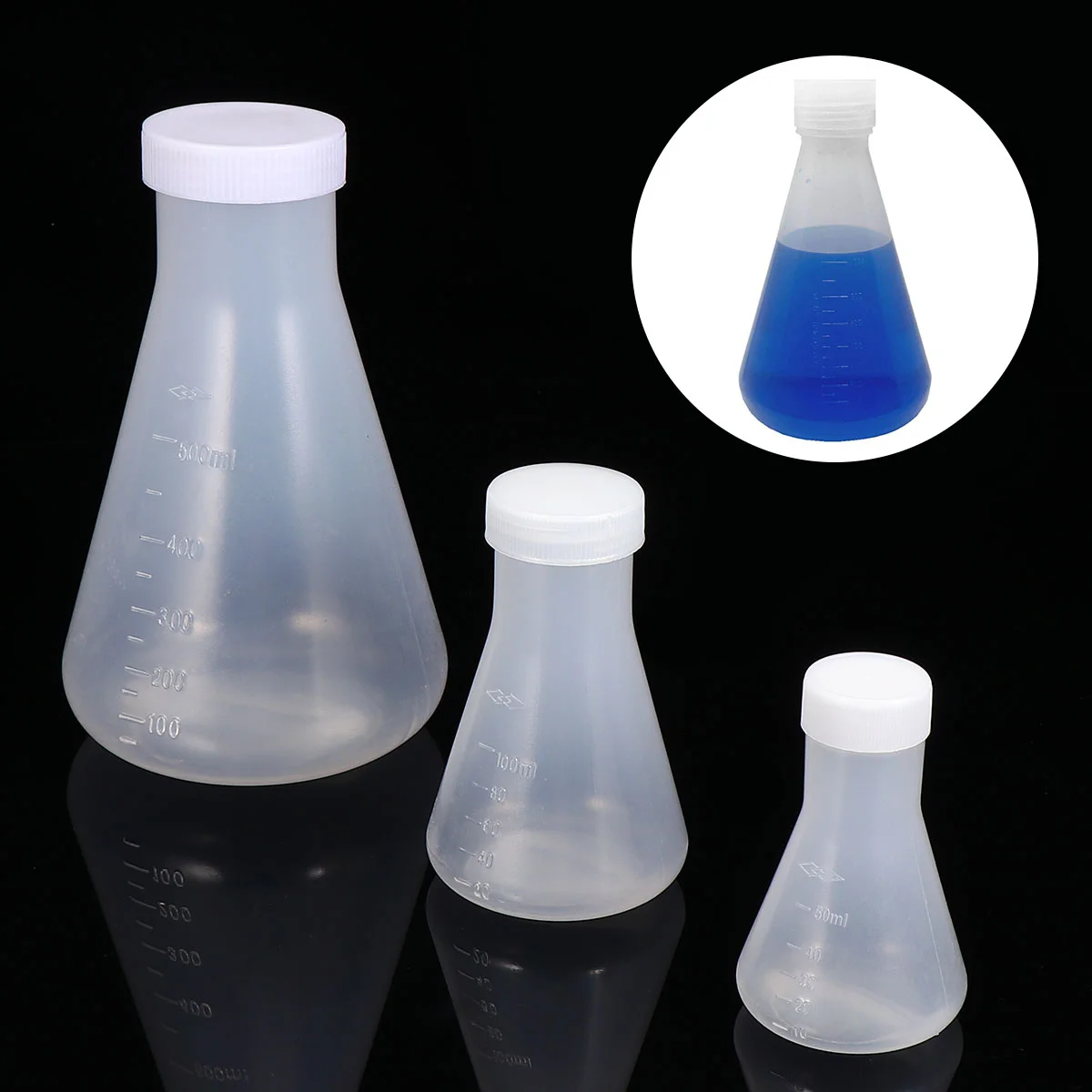 

Conical Flask 3Pcs Conical Flasks with Screw Caps Visible Measuring Cups for Laboratory Students Experiment Chemistry ( 50ml+