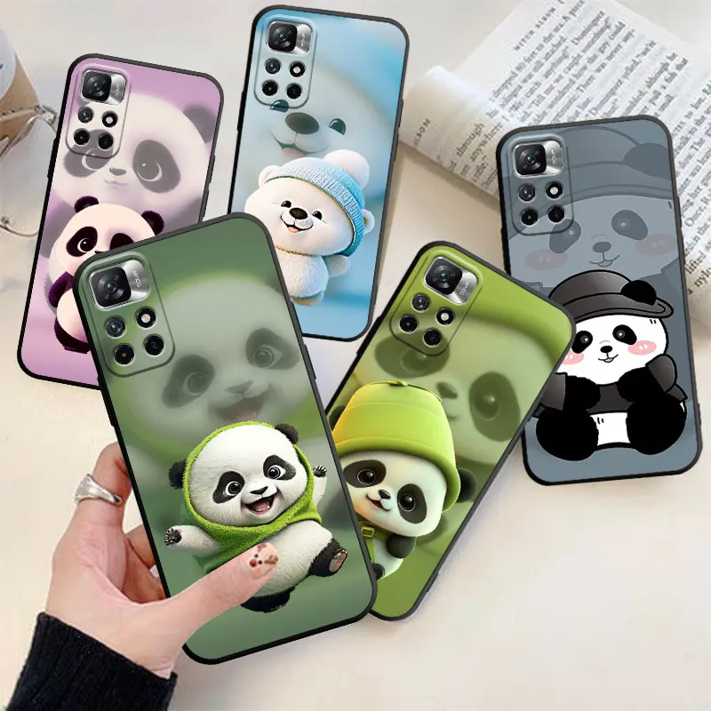 

Lovely Giant Panda Phone Case For Redmi Note 11 10 9 Pro 5G 10C 9s 7 8 8T 12 9A 9C 9T K40 Fundas Cover Coque Silicone