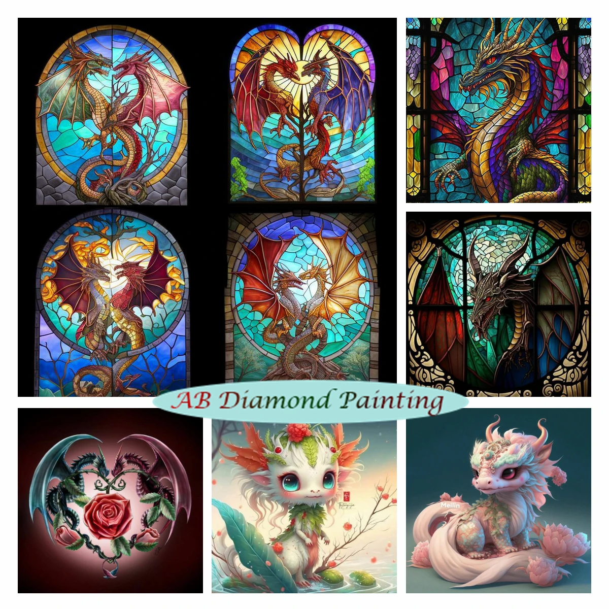Stained Glass Baby Dragons 5D AB Diamond Painting Fantasy Rose Peony Art Mosaic Embroidery Cross Stitch Kits Home Decor Gift
Stained Glass Baby Dragons 5D AB Diamond Painting Fantasy Rose Peony Art Mosaic Embroidery Cross Stitch Kits Home Decor Gift