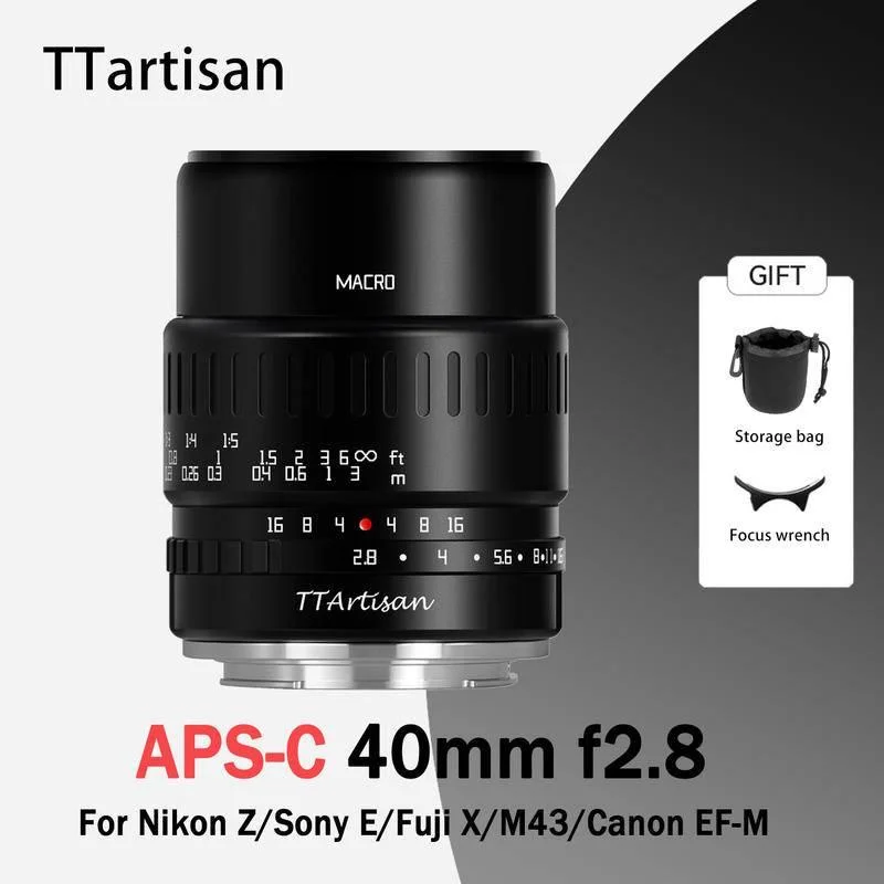 TTArtisan 40mm F2.8 APS-C Macro Lens Manual Focus for SONY E FUJI X Canon M Panasonic Olympus M43 Nikon ZBlack
TTArtisan 40mm F2.8 APS-C Macro Lens Manual Focus for SONY E FUJI X Canon M Panasonic Olympus M43 Nikon ZBlack