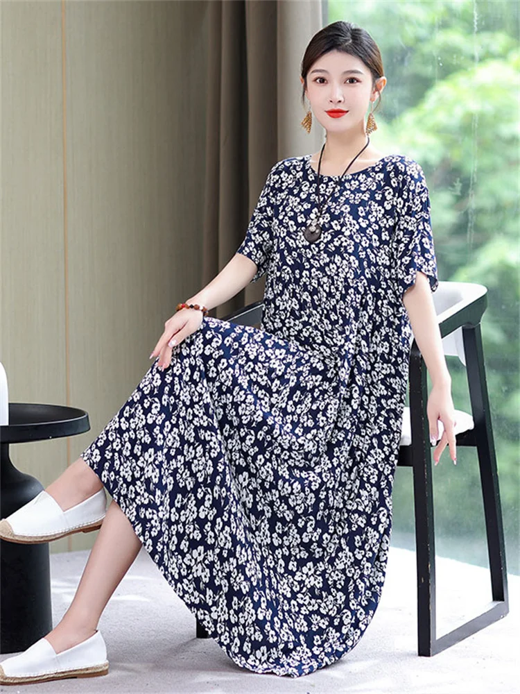 Mom Dress Cotton Silk High End Short Sleeve Dresses 2023 Summer New Fashion Temperament Casual Pockets Dresses Feminina
Mom Dress Cotton Silk High End Short Sleeve Dresses 2023 Summer New Fashion Temperament Casual Pockets Dresses Feminina