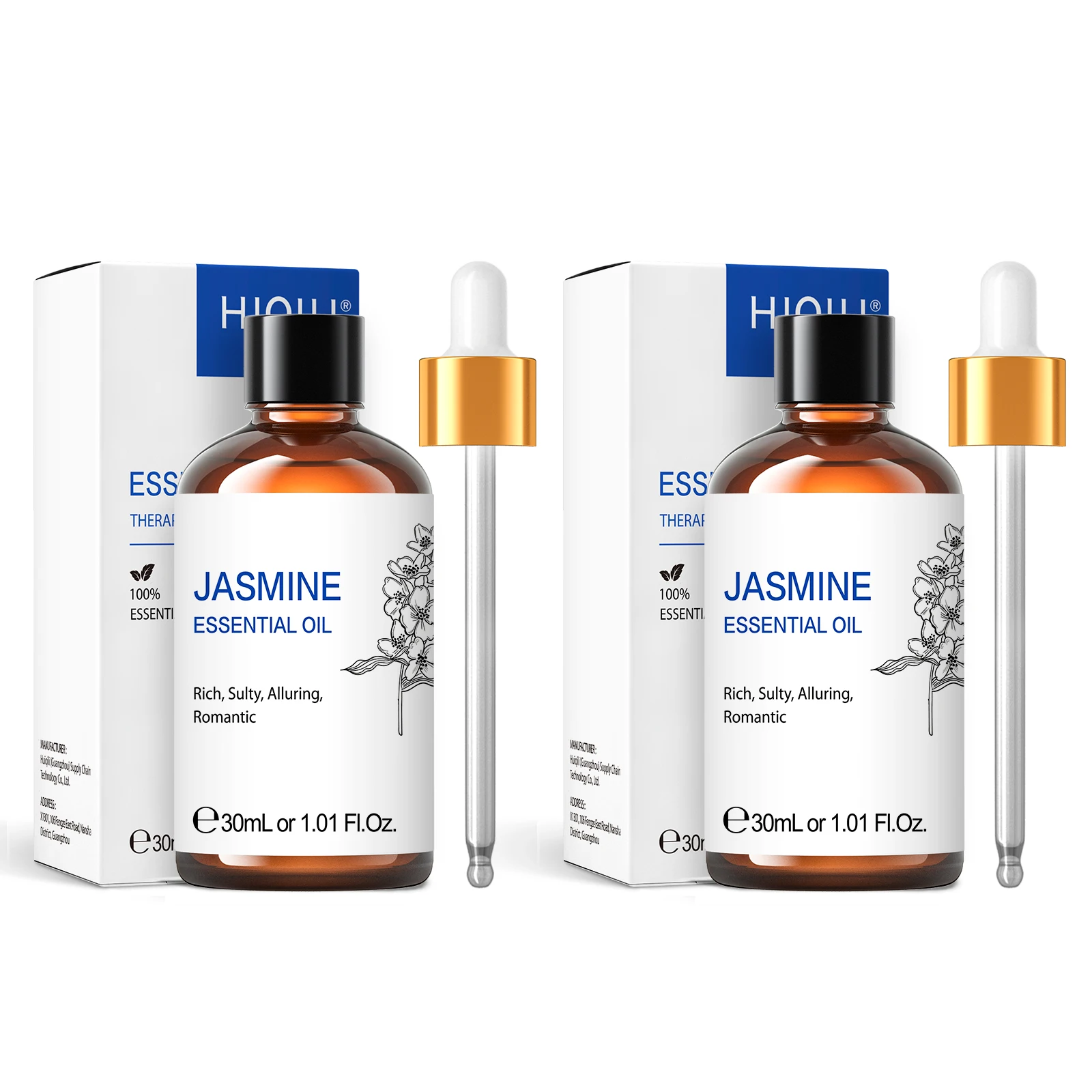 30ML 2 Bottles Jasmine Essential Oils HIQILI Nature Plant Aromatherapy Diffuser Oil for humidifier, Skin, Hair, Fragrance DIY
30ML 2 Bottles Jasmine Essential Oils HIQILI Nature Plant Aromatherapy Diffuser Oil for humidifier, Skin, Hair, Fragrance DIY