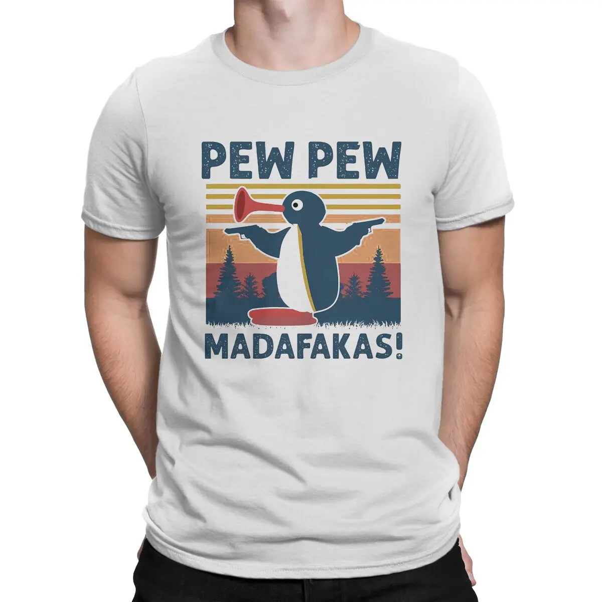 

Men Hip Hop T Shirts Pew Pew Madafakas Animal Cotton Tops Hipster Short Sleeve Crewneck Tees Gift Idea T-Shirts