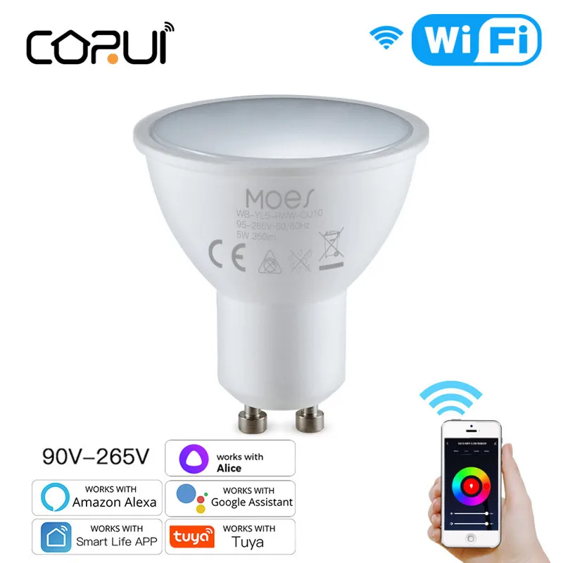 Corui Smart LED GU10 Tuya Wifi Bulbs Dimmable Lamp Smart Life GU10 Bulbs Remote Control Work With Alexa Google Home Yandex Alice
Corui Smart LED GU10 Tuya Wifi Bulbs Dimmable Lamp Smart Life GU10 Bulbs Remote Control Work With Alexa Google Home Yandex Alice